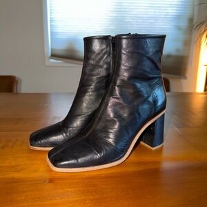 Free People Black Leather Heeled Boots